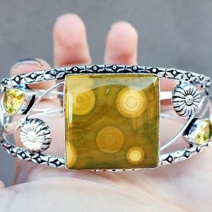 New Ocean Jasper & Citrine 925 Silver Bracelet.